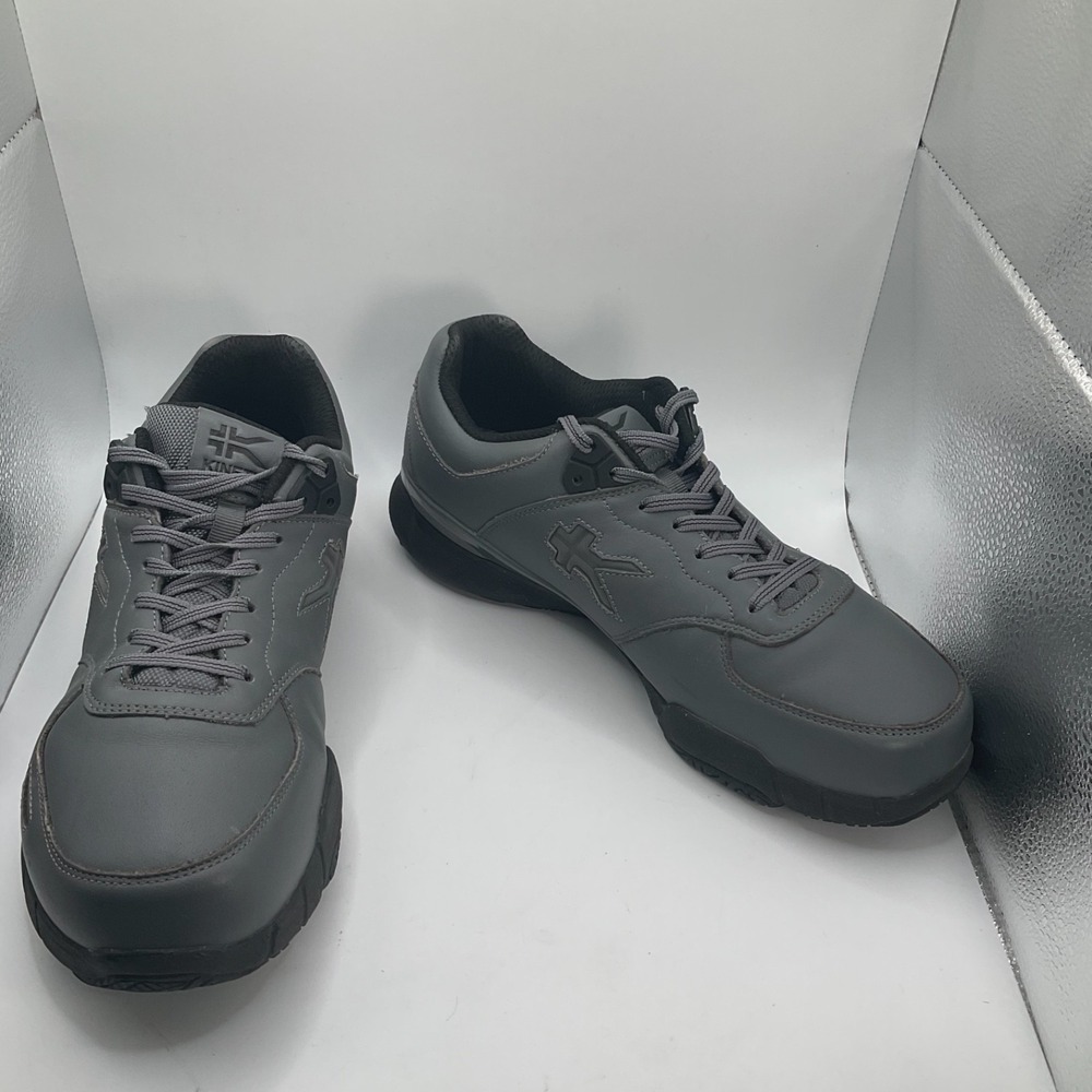 Kuru Mens Kinetic 2 Dark‎ Gray Leather Anti-Slip Grip Work Walking Shoes Size 10
